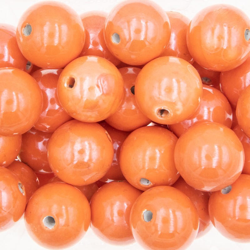 Koraliki / kulki ceramiczne 18mm pomarańczowe 1szt CKU18C14