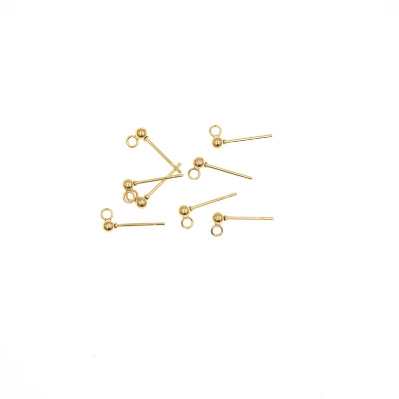 3mm ball sticks with eyelet / surgical steel / gold-plated 2pcs BKSCH12KG