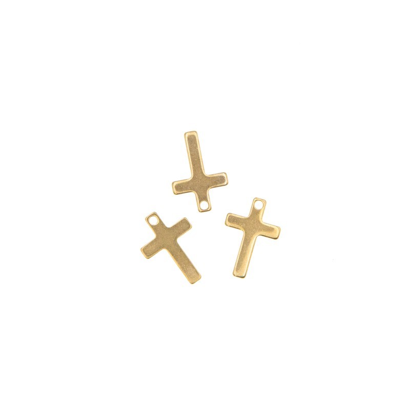 Pendants / surgical steel / cross / gold-plated 10x17mm 1pc ASS246KG