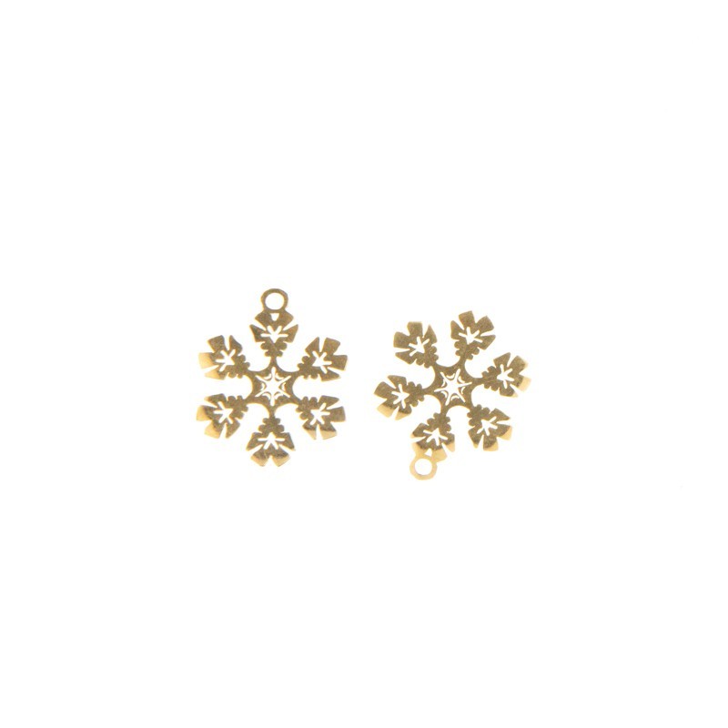 Snowflake pendants / surgical steel / gold-plated / 13x17mm 1pc ASS256KG