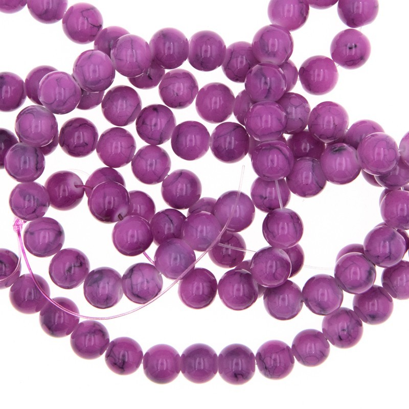 Glass beads for bracelets / pink / 8mm marble beads / 98pcs SZMR1208