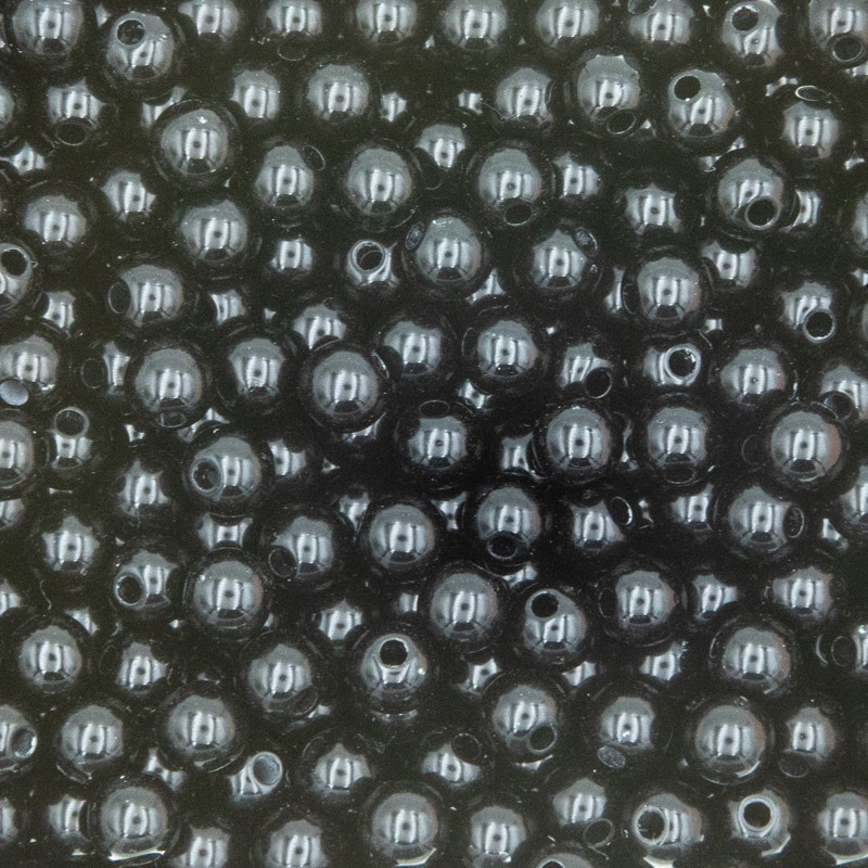 Acrylic beads / black / 6mm 20pcs XYPLKU0602