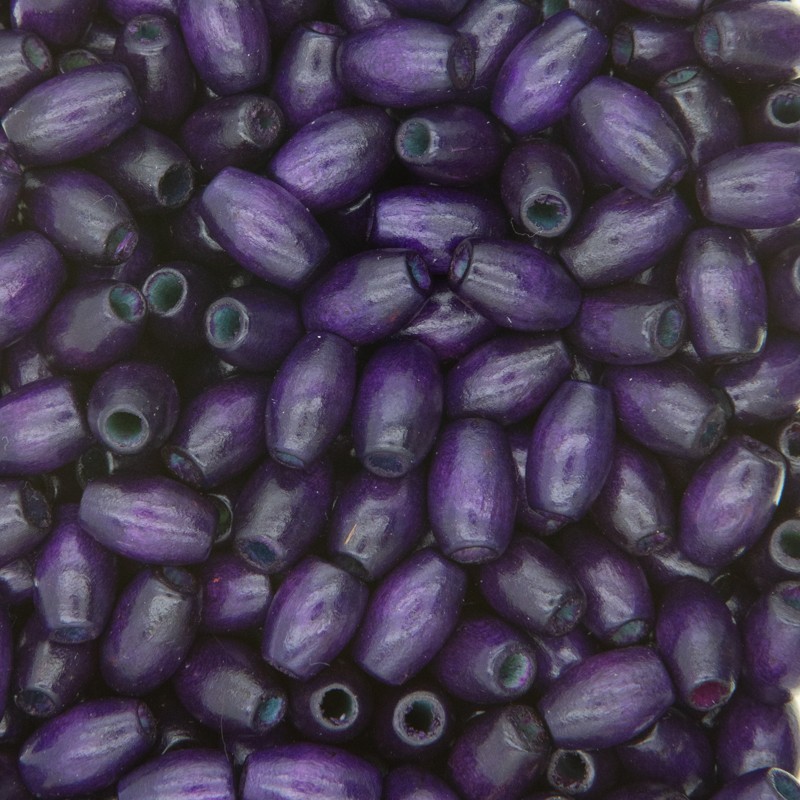 Wooden oval beads 10x6mm / purple 10g approx 90pcs DROW1001
