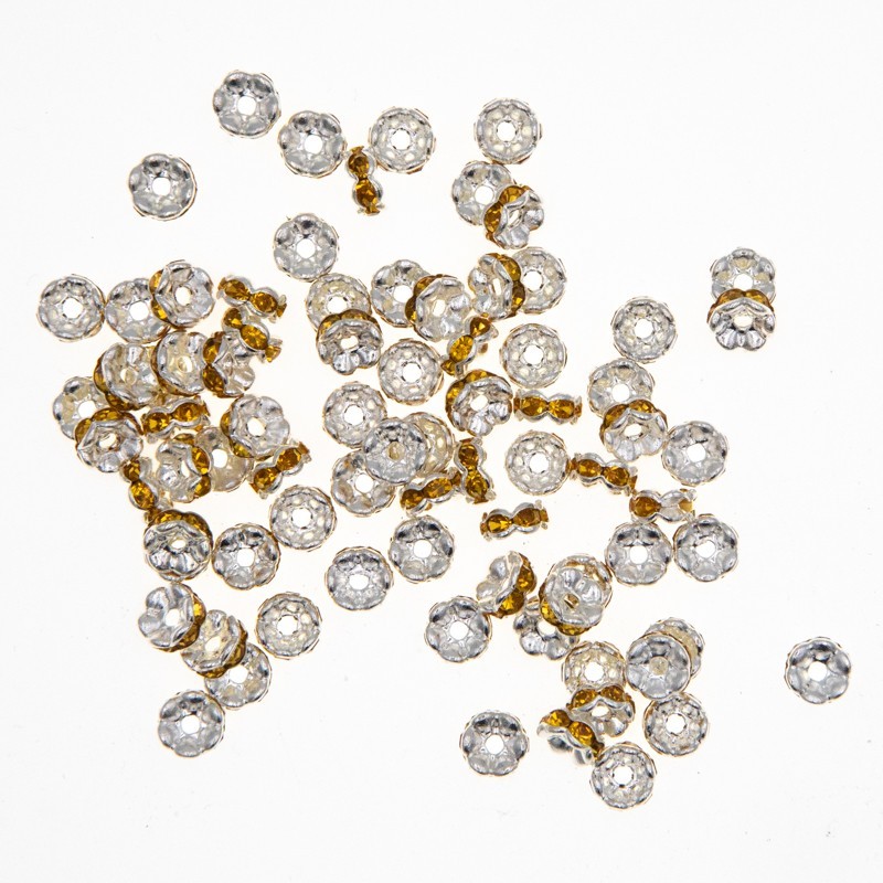 Spacers with crystals light silver / gold 6x3mm 4pcs AASJ153