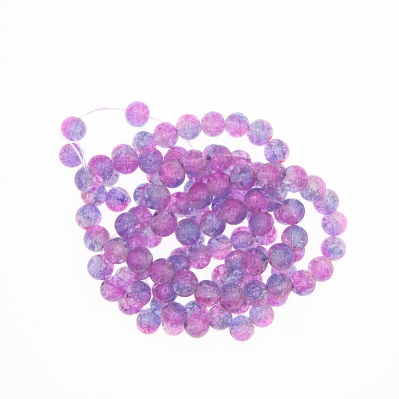 Glass beads cracked / violet 8.4mm 4pcs SZCR0801