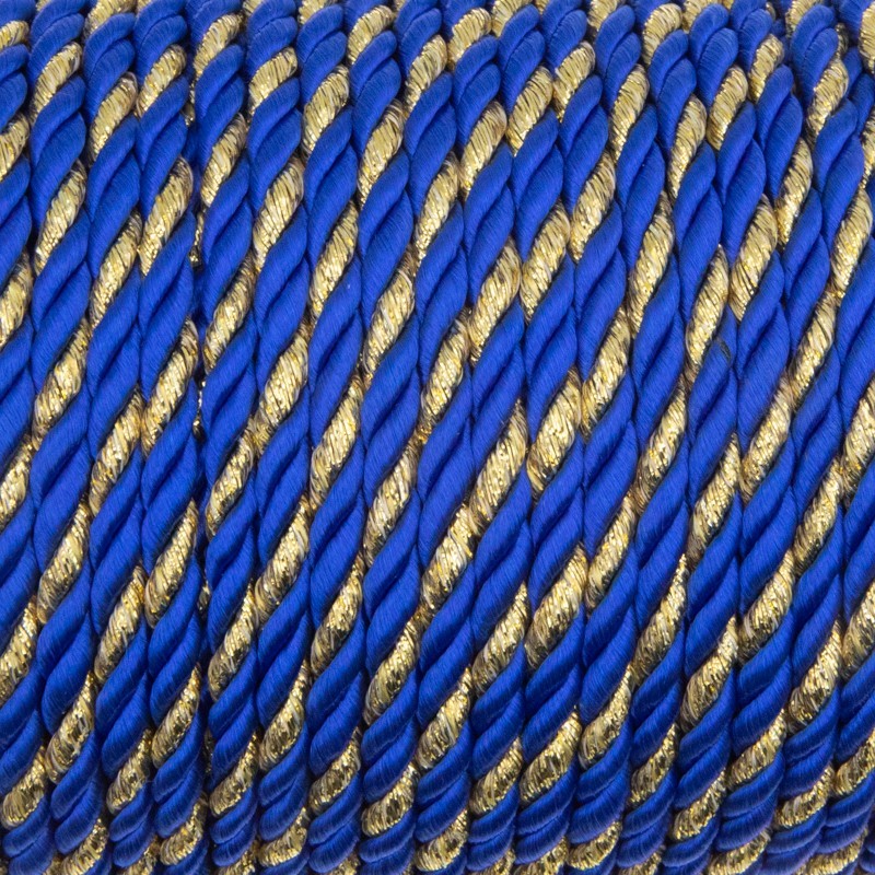Twisted / blue string with gold thread 4mm 4m PWLS4005
