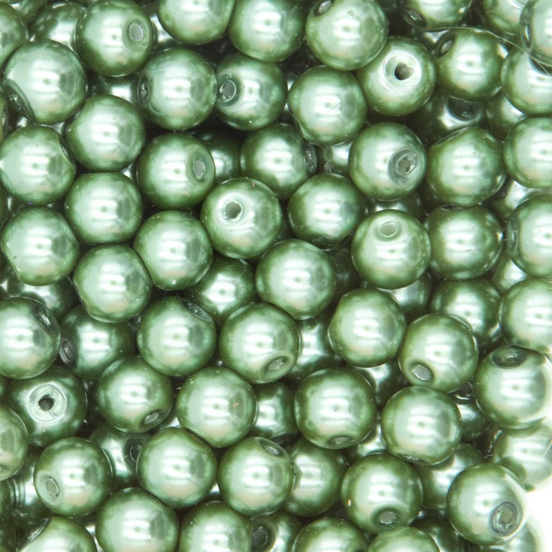 Glass beads pearl / cashmere green 8mm 4pcs SZPEKA0802