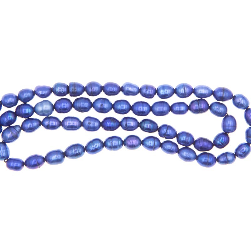 Dyed pearls / blue / rope 37cm / irregular 59pcs / approx. 6x5mm PASW259