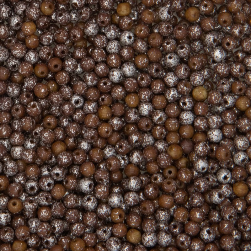 Czech beads / 3mm beads / sueded silver brown / 50pcs / SZGBKG03146