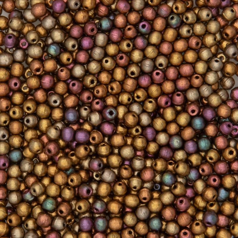 Czech beads / 3mm balls / golden mix / 50pcs / SZGBKG03126