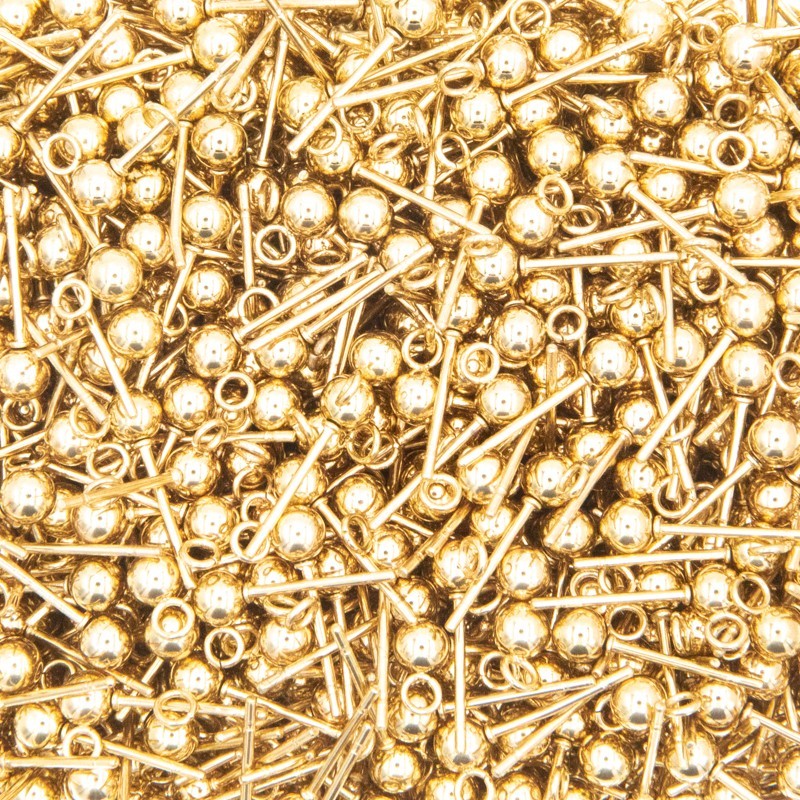 4mm ball sticks with eyelet / gold-plated / surgical steel 2pcs BKSCH13KG