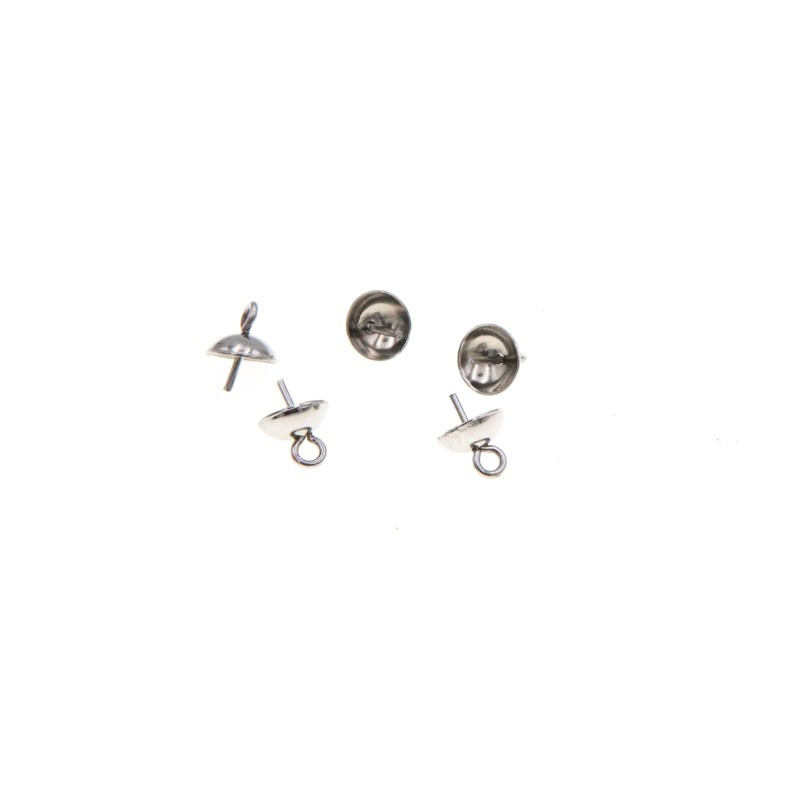 Caps with a pin for sticking in / surgical steel 6x8mm 4pcs ASS270