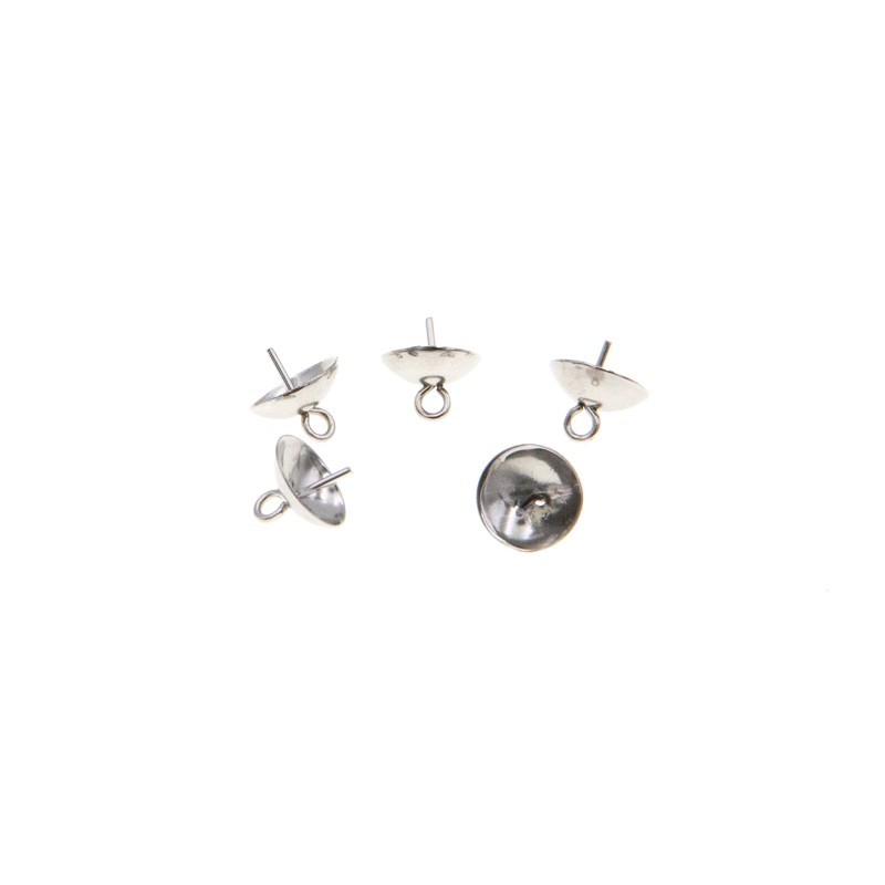 Caps with a pin for sticking / surgical steel 8x8mm 4pcs ASS271