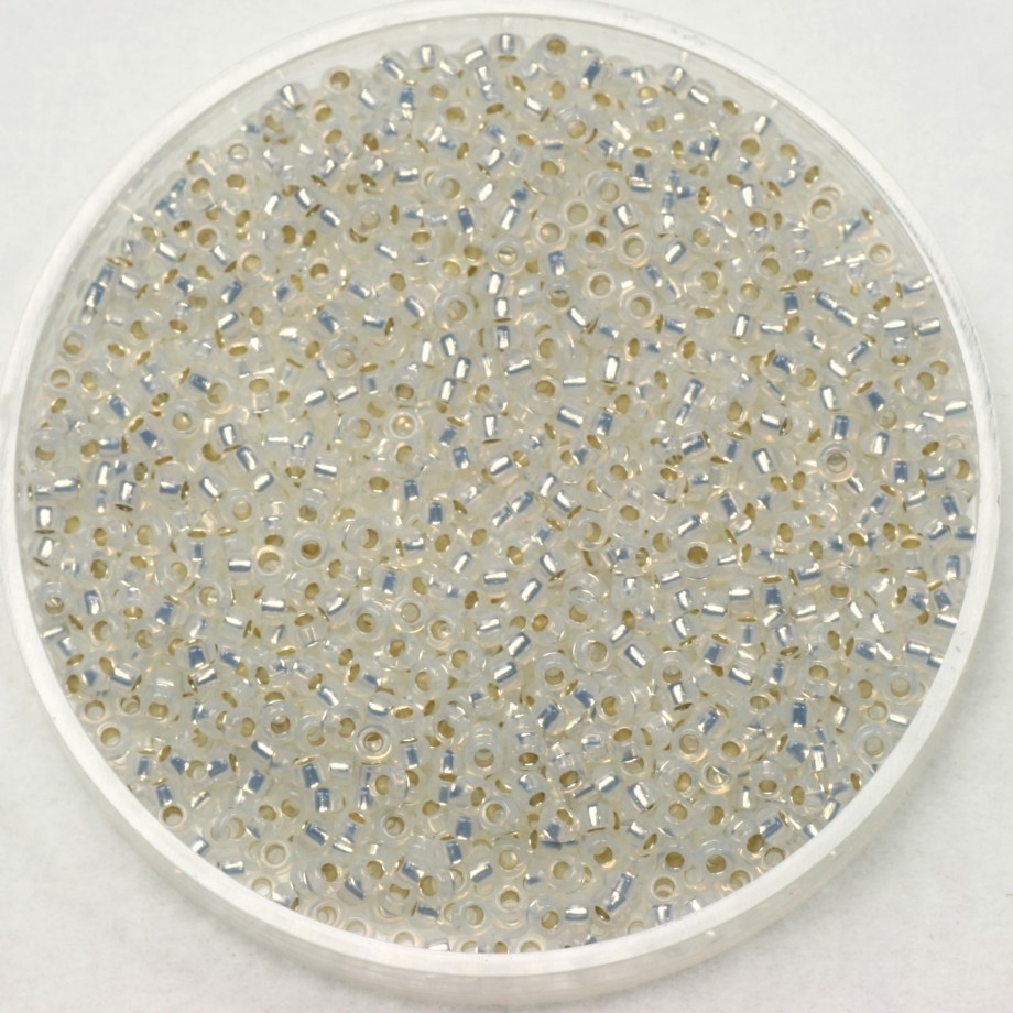 Beads Miyuki / round / rocailles 15/0 gilt lined opale white 5g / MIRO15-551