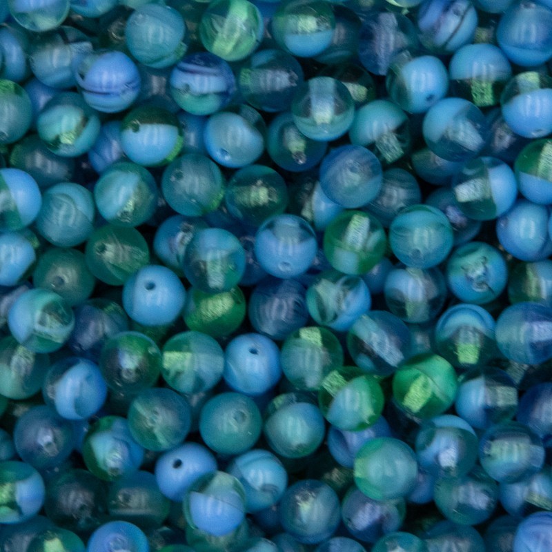 Czech beads / 6mm balls / bali / blue / 25pcs / SZGBKG06061
