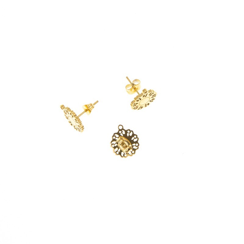 Sticks 10mm with a hole and a plug surgical steel / gold-plated 2pcs ASS101A