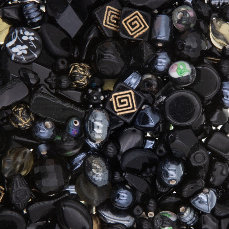 Glass beads / black MIX 100g SZMIX