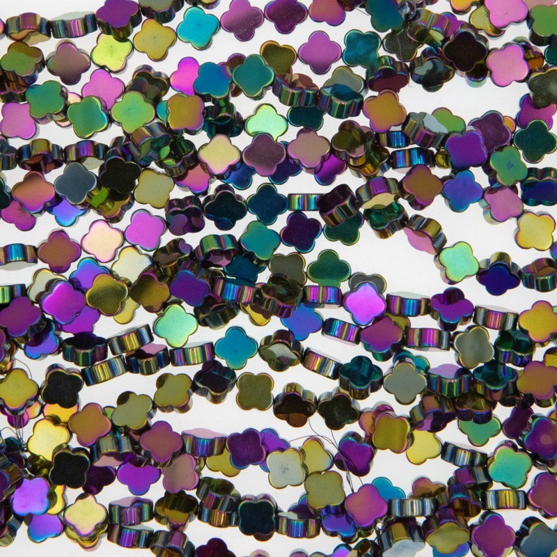 Hematite / Alhambra 6mm bead / rainbow / 6pcs KAHE11501