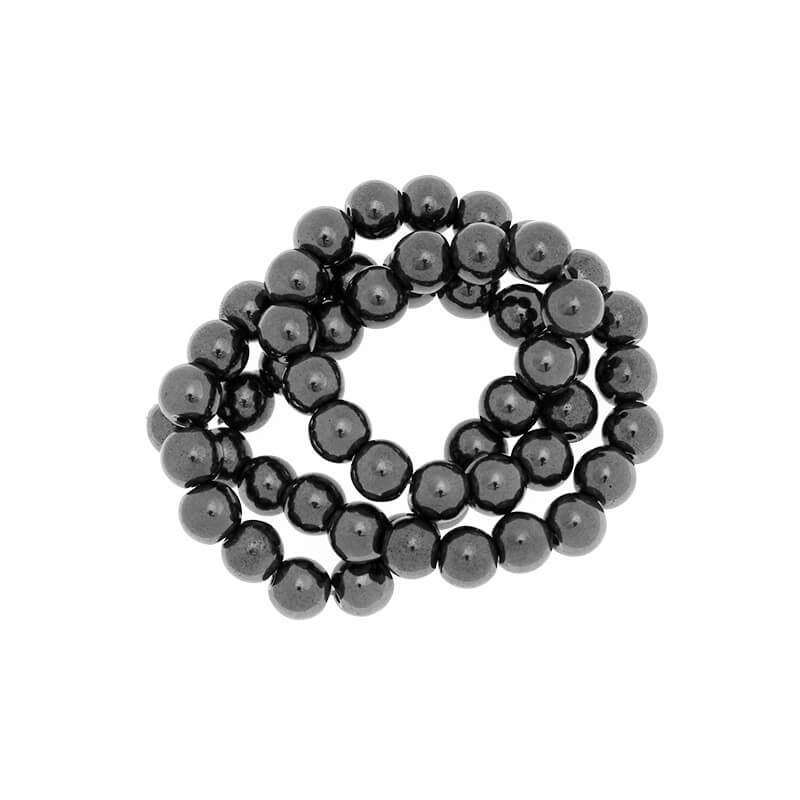 Hematite beads smooth / magnetic balls / 8mm 53pcs / 1 rope KAHEKU08M