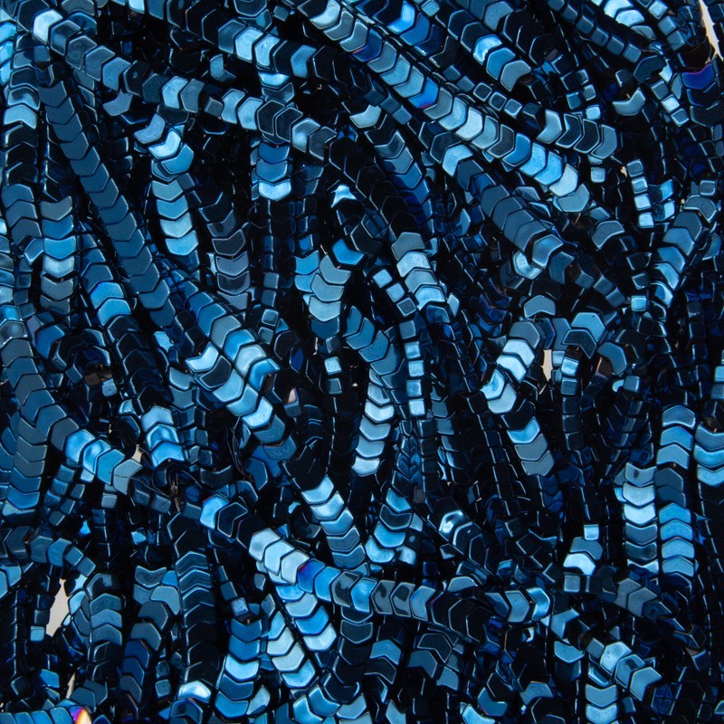 Hematite / chevron / blue / 3x4mm / 180pcs / rope KAHE10508