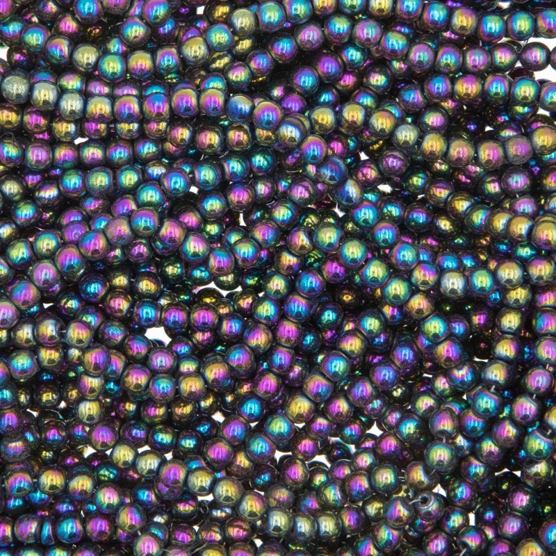Hematite beads smooth balls 4mm / rainbow / 100pcs / 1 string KAHEKU0401