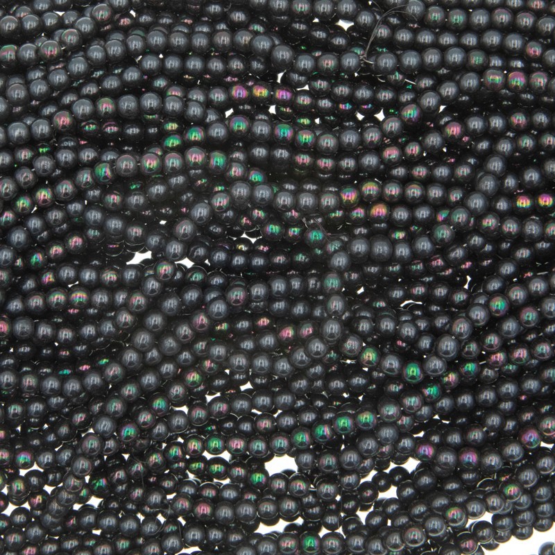 Hematite beads smooth balls 4mm / iridescent black / 100pcs / 1 string KAHEKU0407
