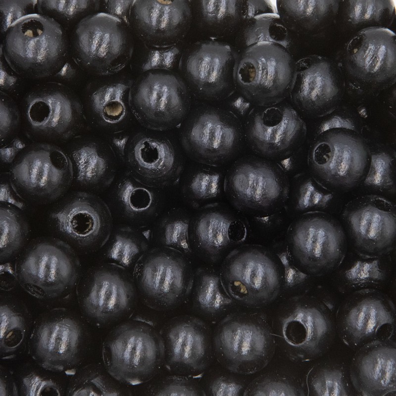 Wooden beads 10mm black 15pcs. DRKU1003