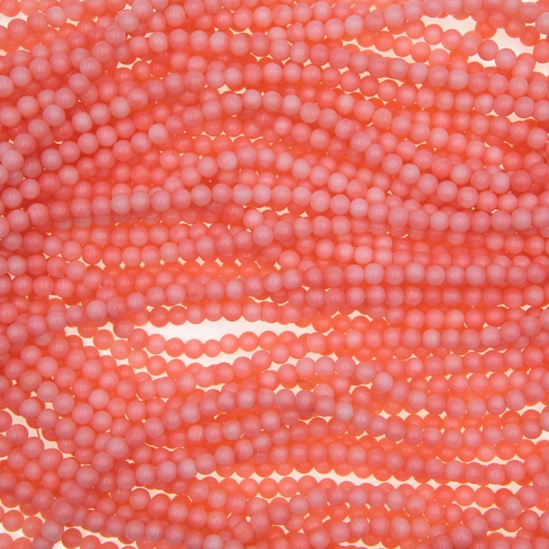Coral pink / beads 4mm balls / rope 105pcs KAKC79