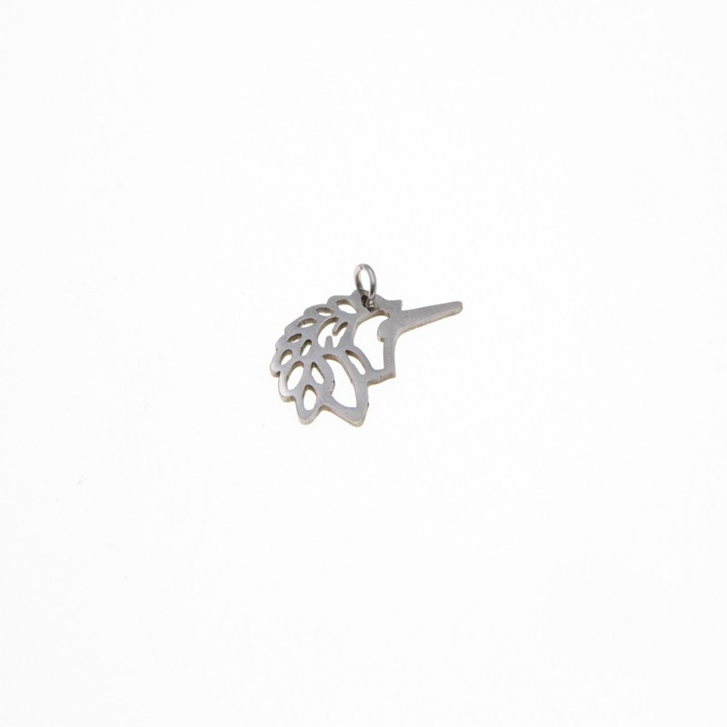 Unicorn pendant / surgical steel / platinum / 14x20mm, 1 piece ASS252