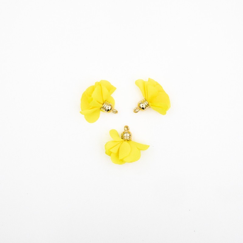 Chwost kwiatek satynowy żółty 26mm 1szt TACKW12