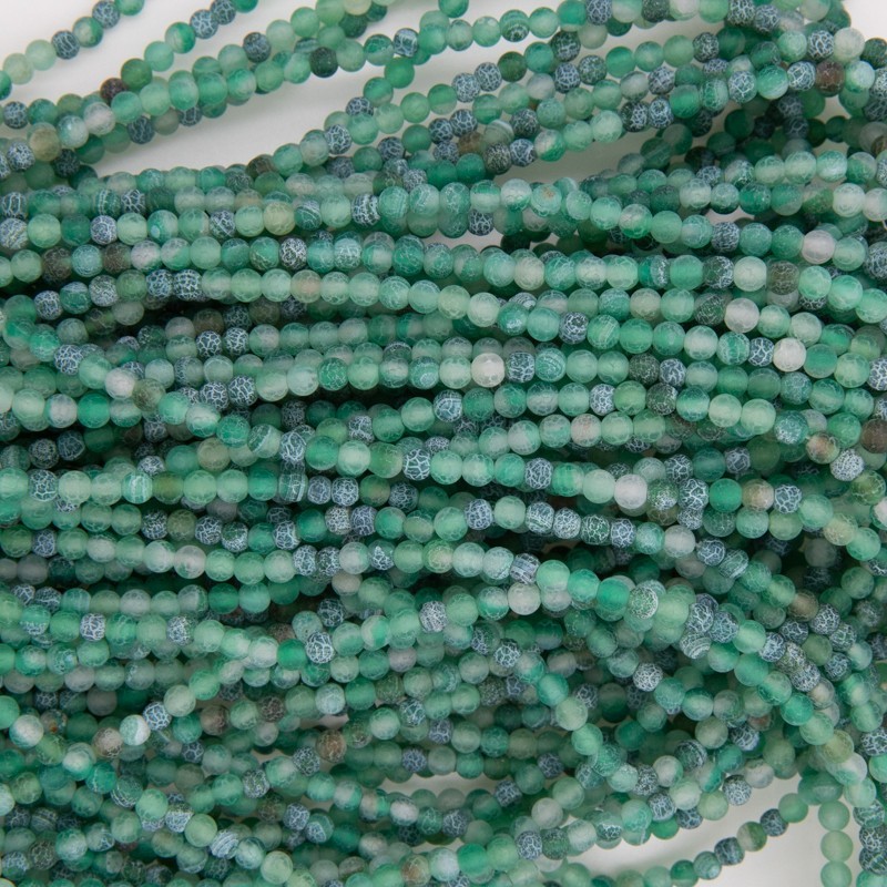 Agat trawiony/ zielony/ koraliki 4mm/ sznur 35cm/ KAAGT0406