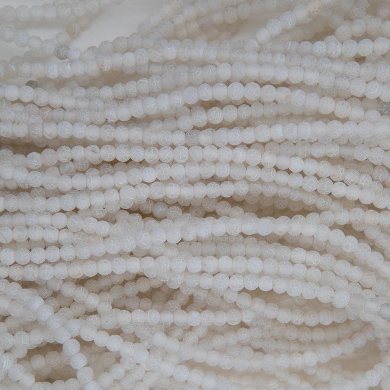 Agat trawiony/ biały/ koraliki 4mm/ sznur 35cm/ KAAGT0401