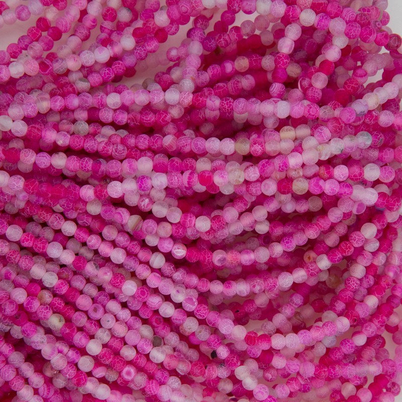 Etched agate / pink / beads 4mm / rope 35cm / KAAGT0404