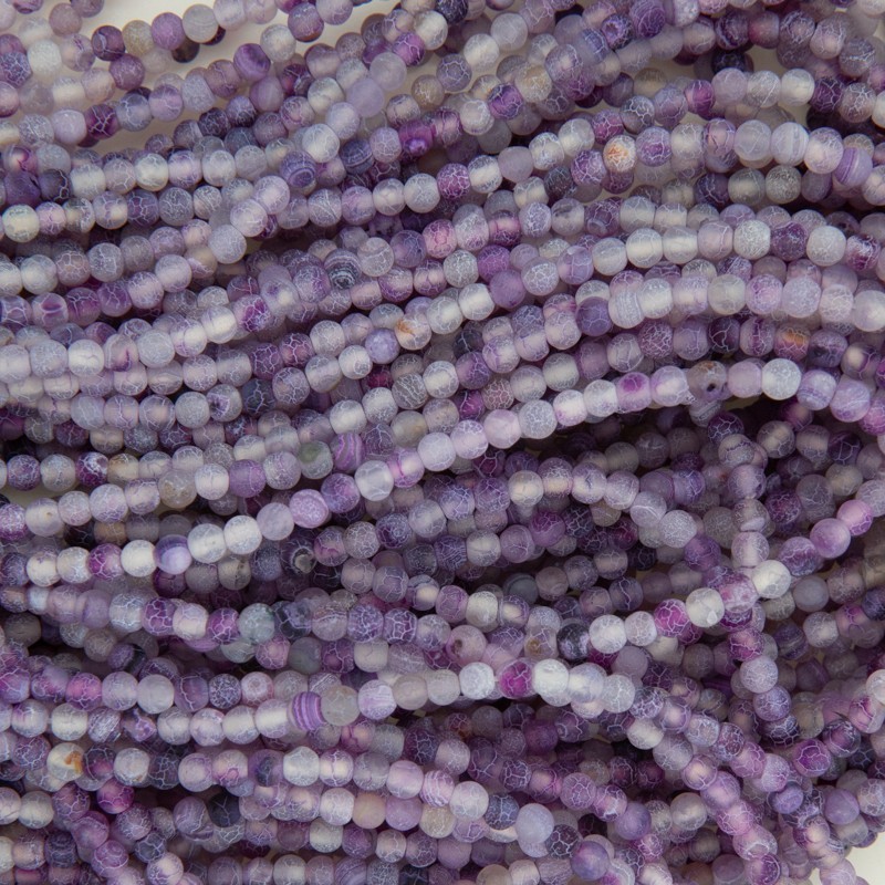 Etched agate / purple / beads 4mm / rope 35cm / KAAGT0405