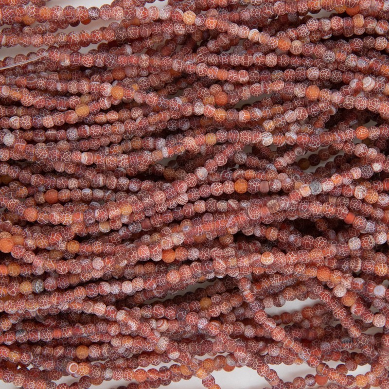 Agat trawiony/ brązowy/ koraliki 4mm/ sznur 35cm/ KAAGT0407