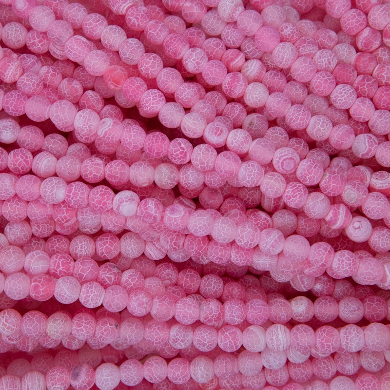 Etched agate / light pink / beads 6mm / rope 34cm / KAAGT0610A