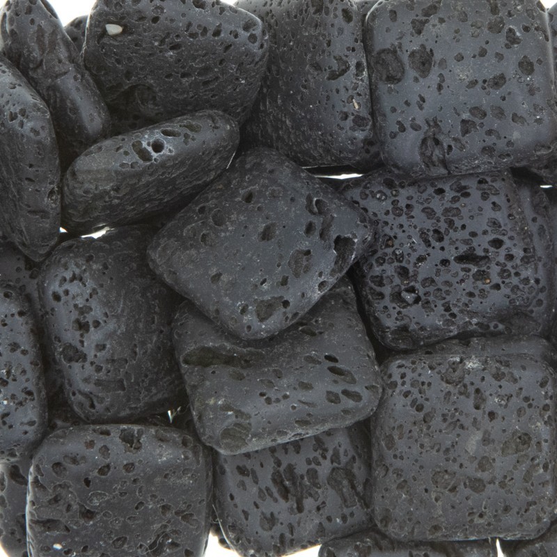 Beads 20mm squares / black volcanic lava / 1pc KALC046