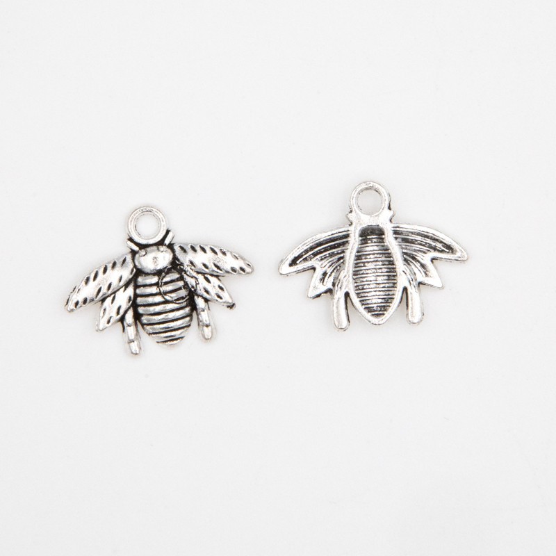 Insect / bee pendant / antique silver 21x16, 2 pieces AAS602