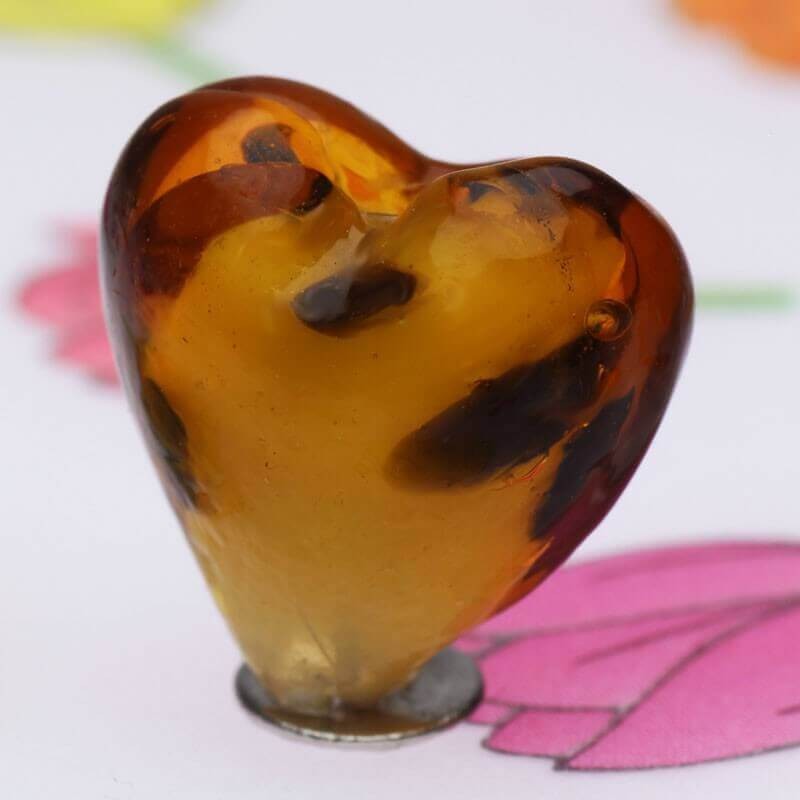 Heart glass lampwork brown 12mm 3 pcs SZLASEM037