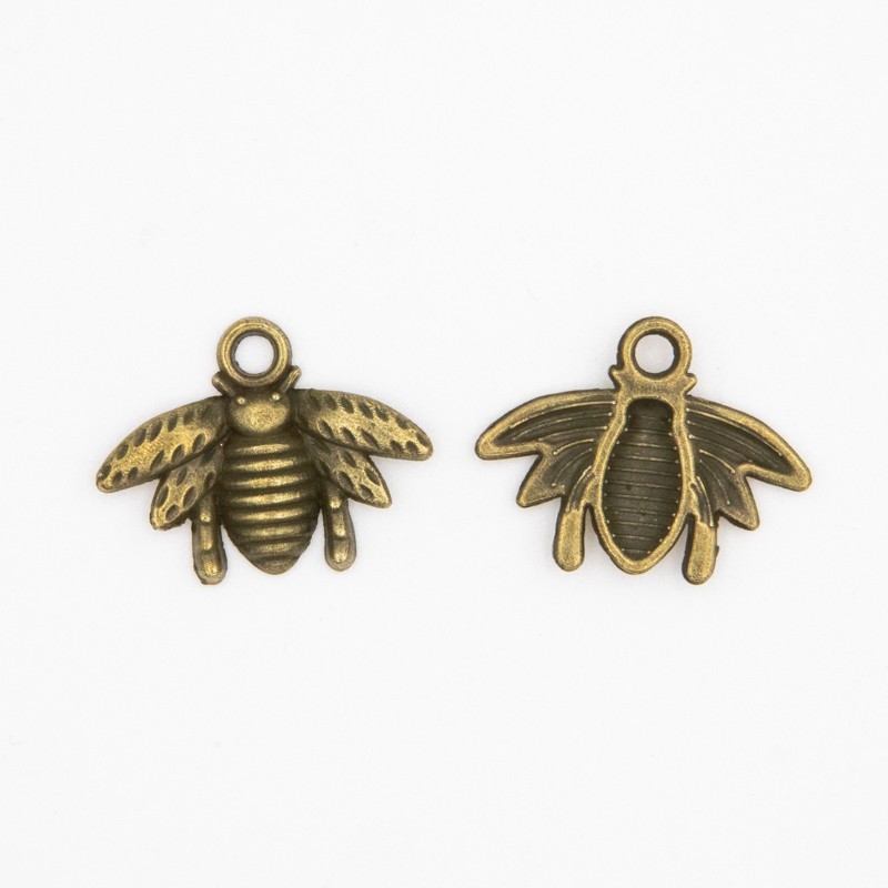 Hanging insect / bee / antique bronze 21x16mm 2pcs AAB327