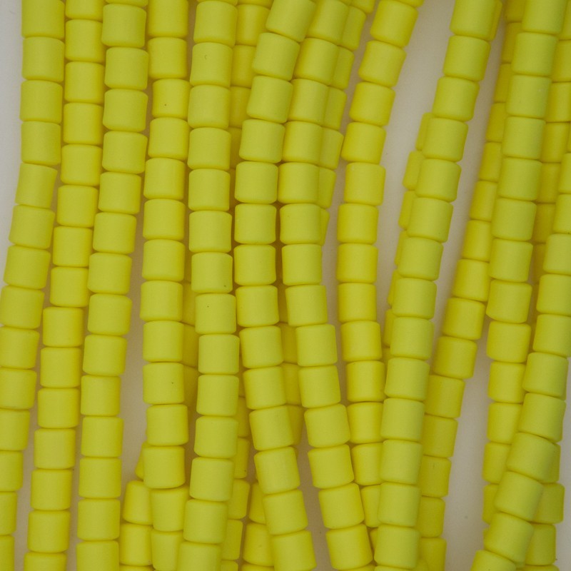 Koraliki Katsuki/ żółty neon/ wałki 6x6mm/ sznur 40cm/ MOWA06043