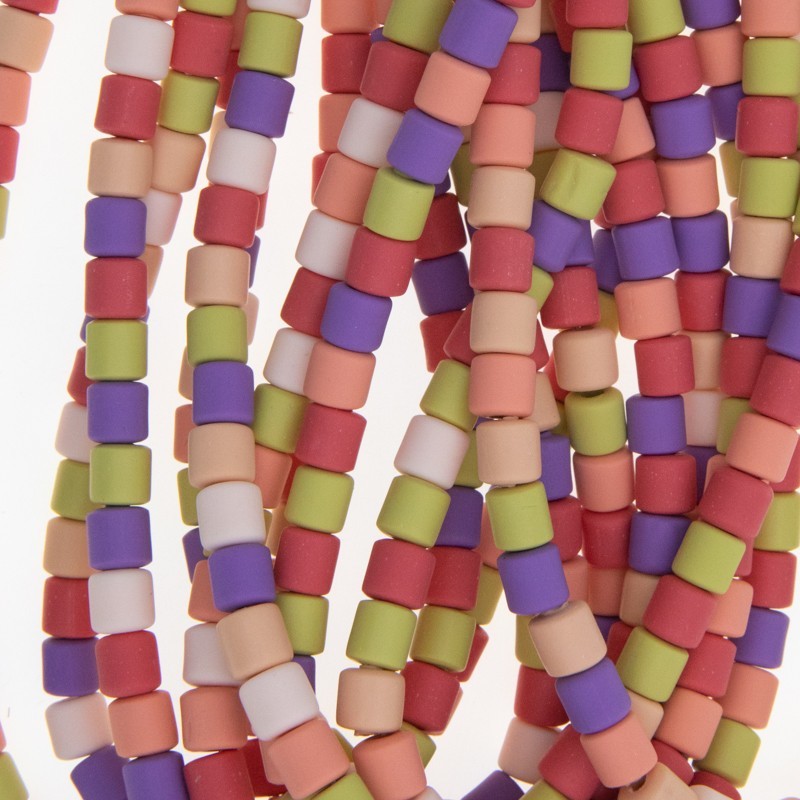 Katsuki beads / pastel mix / rollers 6x6mm / rope 40cm / MOWA06080