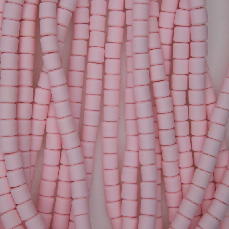 Katsuki beads / powder pink / rollers 6x6mm / rope 40cm / MOWA06054