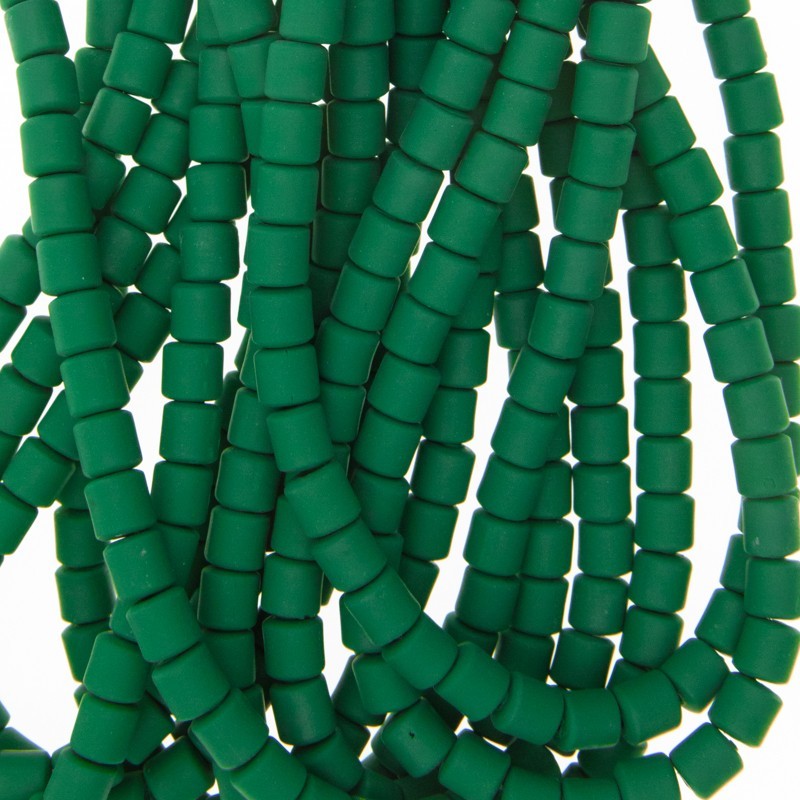 Katsuki beads / bottle green / 6x6mm rollers / 40cm rope / MOWA06076