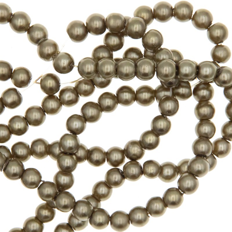 Pearl glass beads / old gold 6mm 140pcs / cord SZPEKA0601