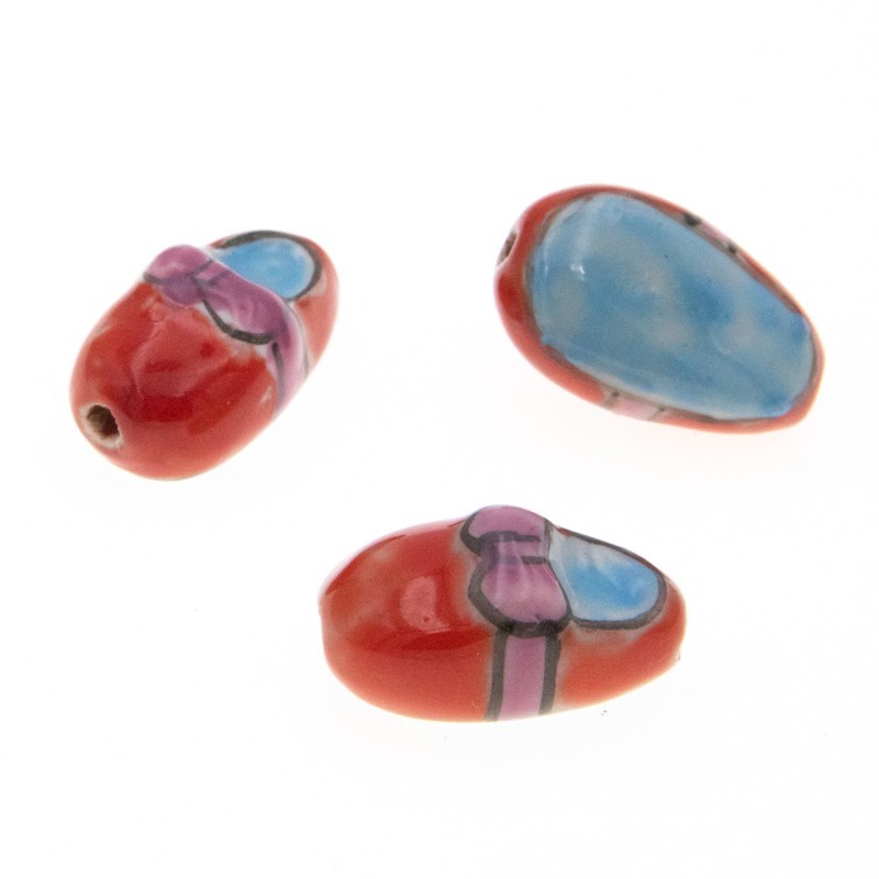 Ceramic beads / red shoes 21mm 1pc CIN77