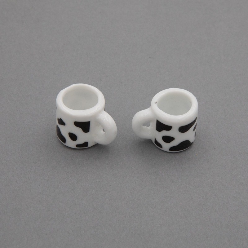 Ceramic mug / miniature black and white 18.5mm 1pc CNA003