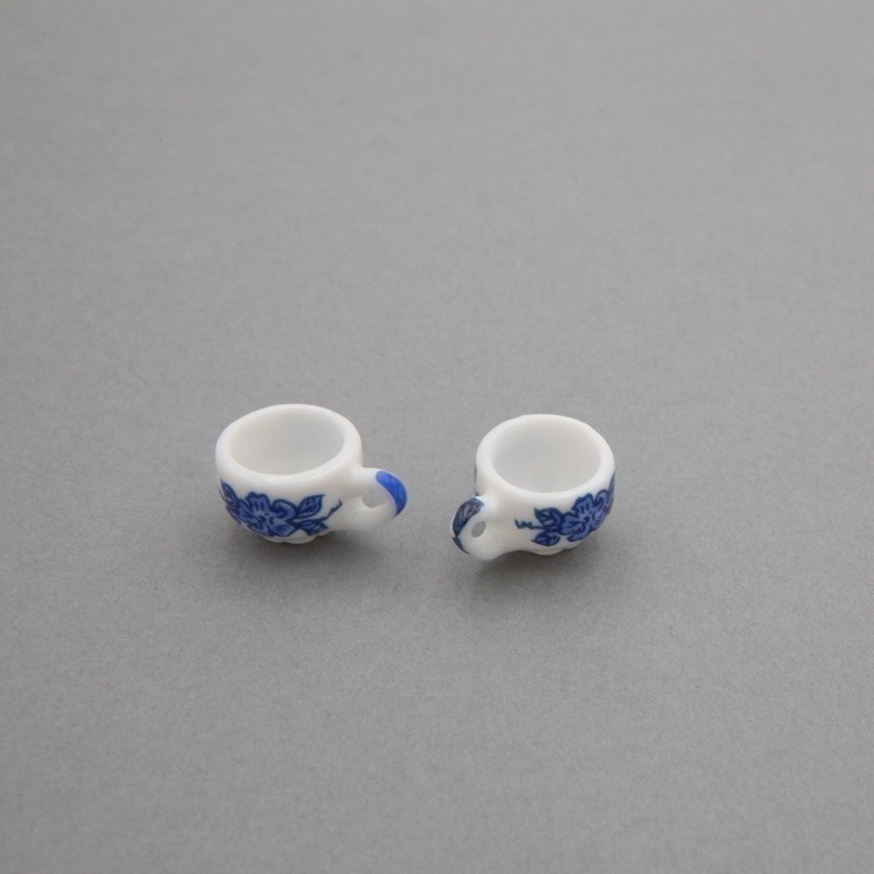 Filiżanka ceramiczna/ miniaturowa biała/ niebieski 10mm 1szt CNA005