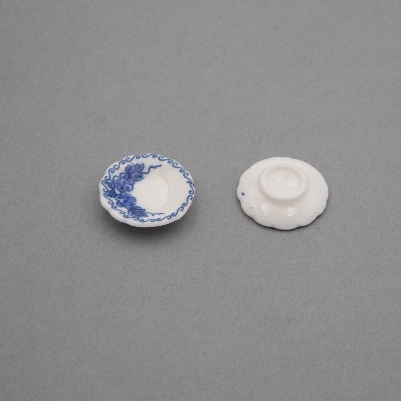 Talerzyk ceramiczny/ miniaturowy biały/ niebieski 20mm 1szt CNA006