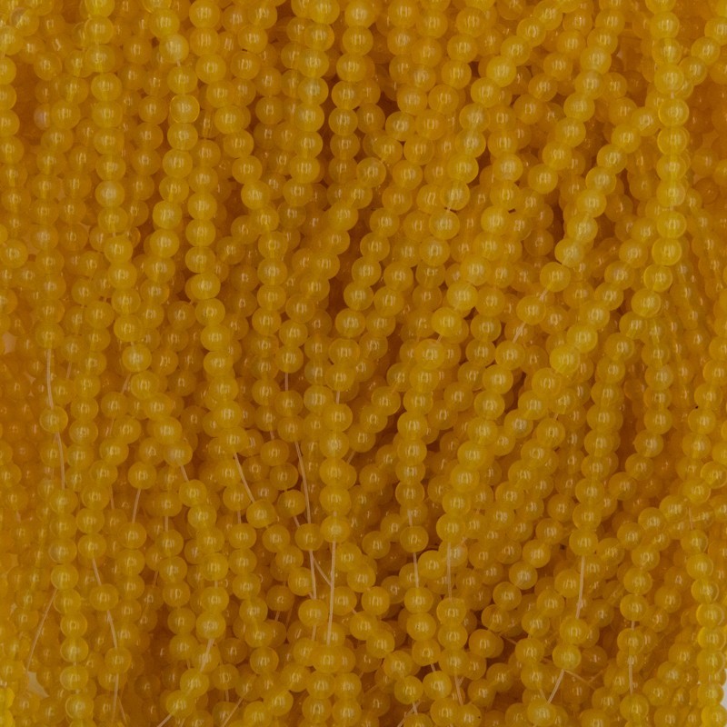 Opaline beads / 4mm balls / yellow / 190 pieces SZTO0401